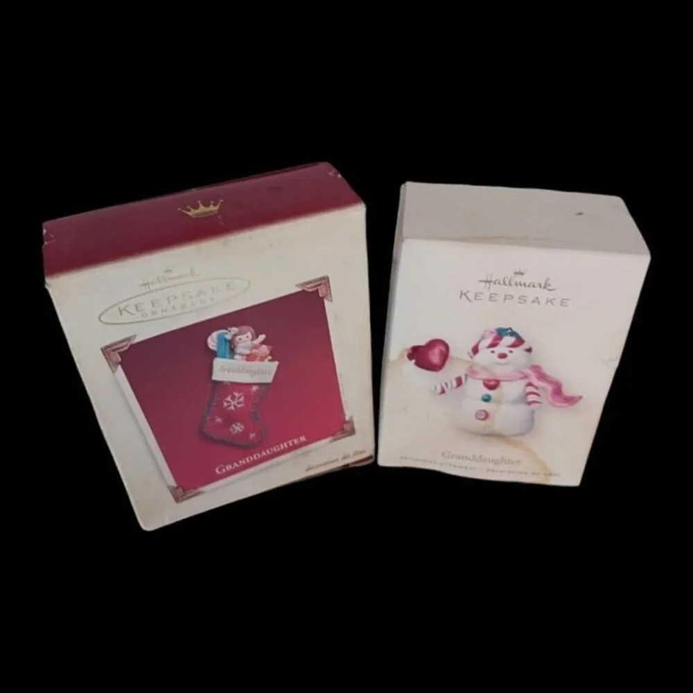 Hallmark granddaughter christmas ornaments snowman & stocking toys